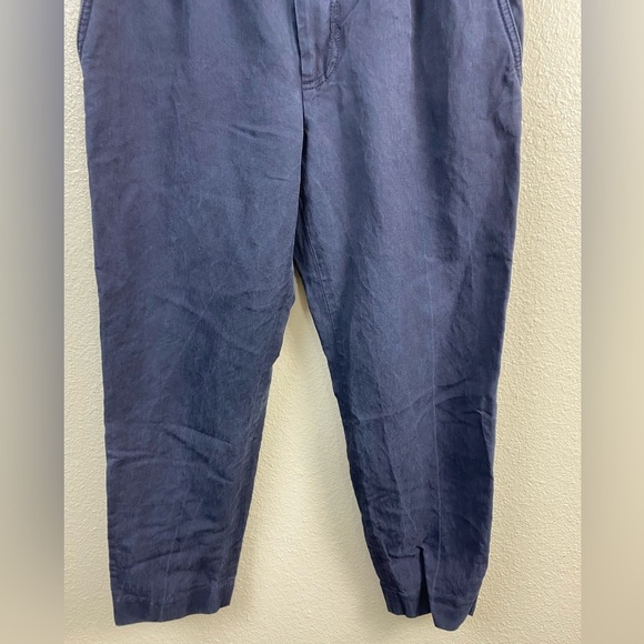 VINCE Linen Lyocell Cotton Blend Washed Faded Blue Trouser Casual Cropped Pant 4 - Picture 11 of 14